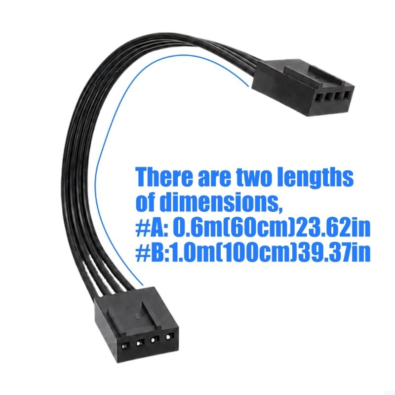 4Pin Male To Male PWMs Fan Extension Cable Flat Black PVC Wire For Computer Cooling System
