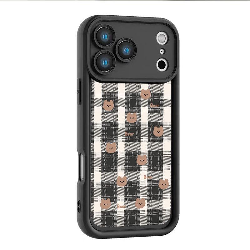 Plaid Bear iPhone Case: Cute, Drop-Proof Protection for iPhone 13, 14 Pro Max, 15, and 16 Pro.