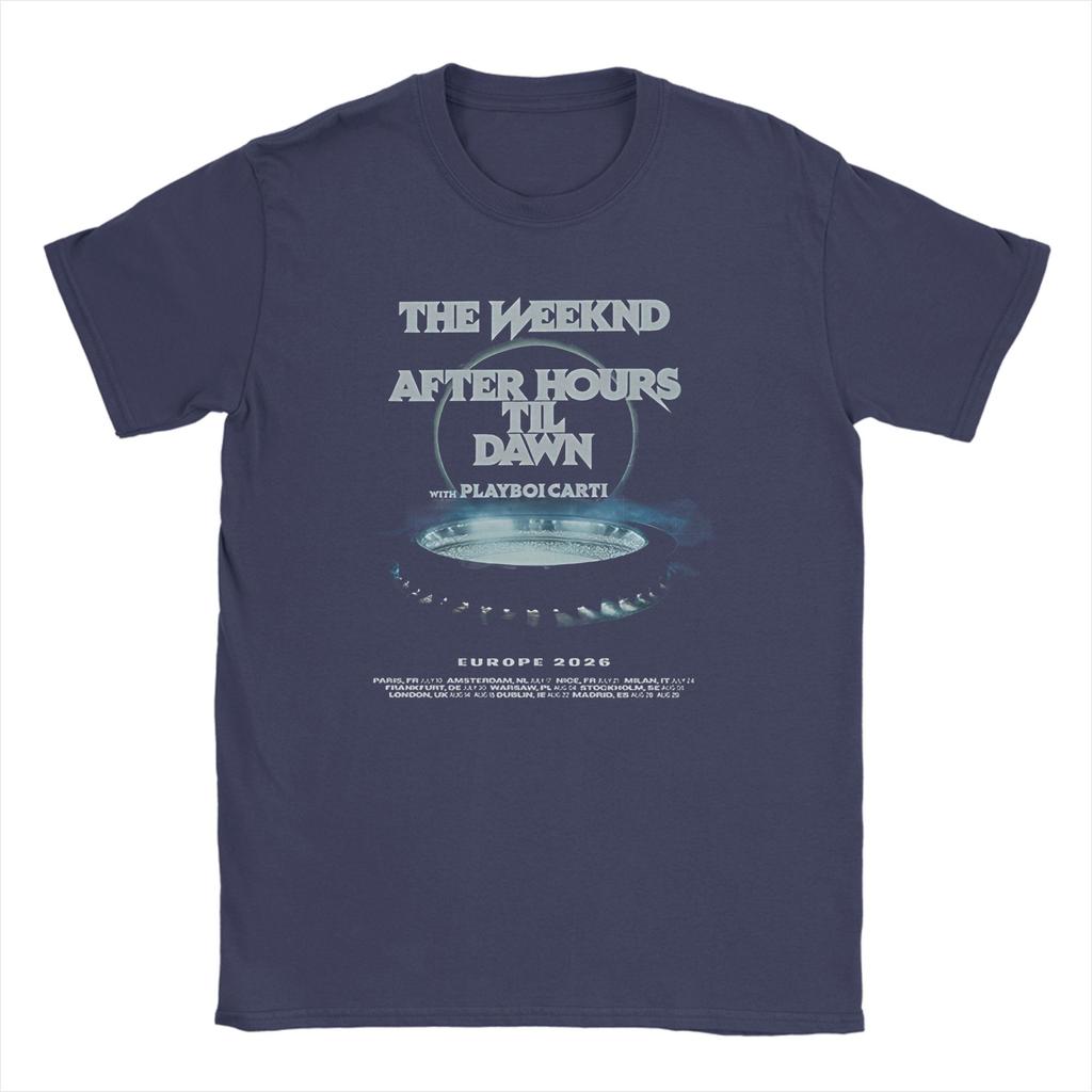 Herren Damen AFTER HOURS DAWN EUROPE The Weeknd Shirt 100% Baumwolle Grafikdruck Bequem Streetwear T-Shirt Oberteil Kleidung