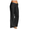 (SU)Women's Casual Solid Cotton Linen Elastic Waist Drawstring Long Wide Leg Pants