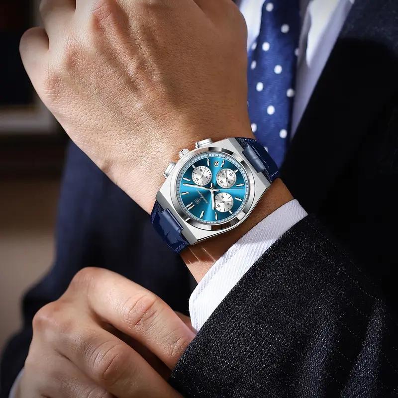 POEDAGAR Luxury Watch For Men Leather Sports Military Man Watch Waterproof Luminous Chronograph Date Quartz Men's Watches