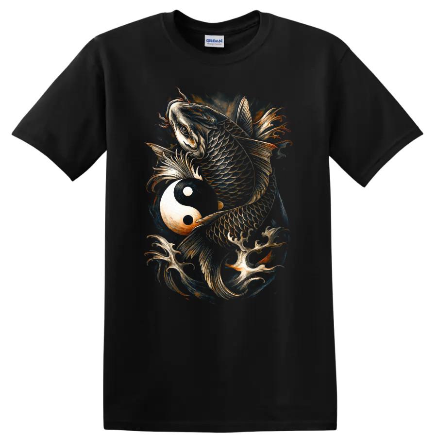 Koi Fish Yin Yang T Shirt Japanese Style Art Tee Unique Design for Men Women