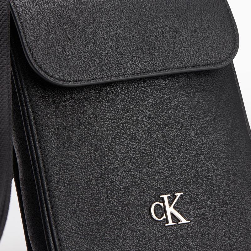 New CALVIN KLEIN Embossed Grain Leather Cell Phone Pouch, Crossbody Bag, Shoulder Bag Men's Black HP2081-001