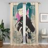 Anti-mosquito Curtains for Living Room Jujutsu Kaisen Home Interior Curtains 2 Pieces Tulle for Bedroom Halloween Decoration