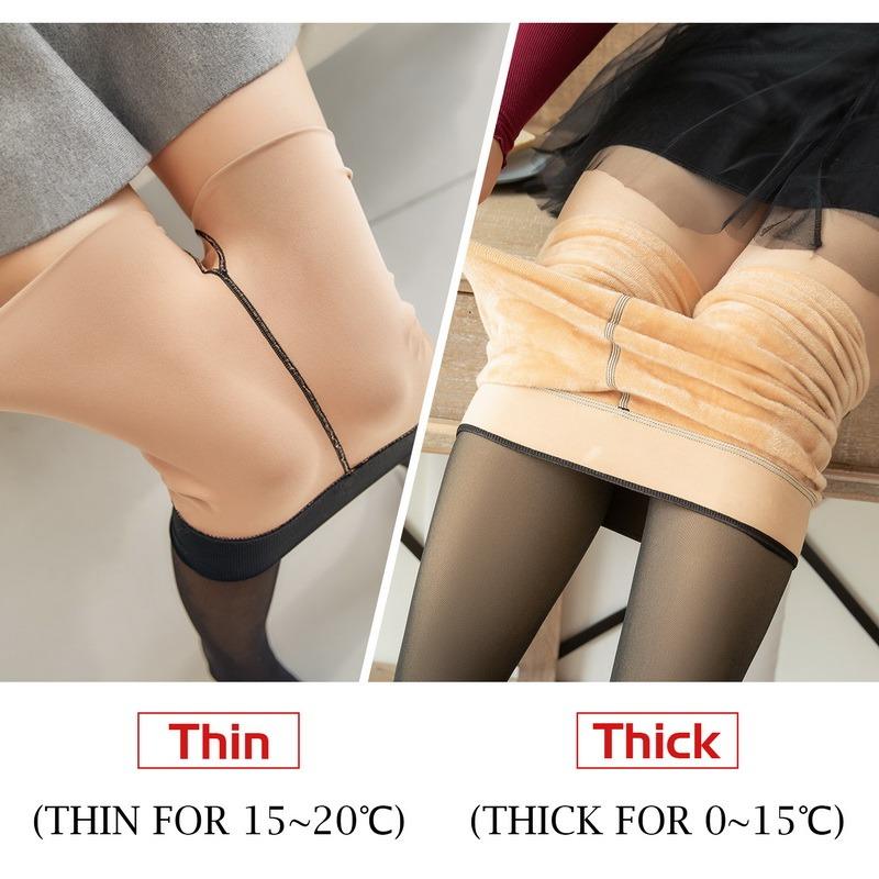 90G 250G Plus Size Women Winter Leggings Thermal Pants Lined Pantyhose Thick Fake Woman Polar Tights Fleece Stockings Velvet