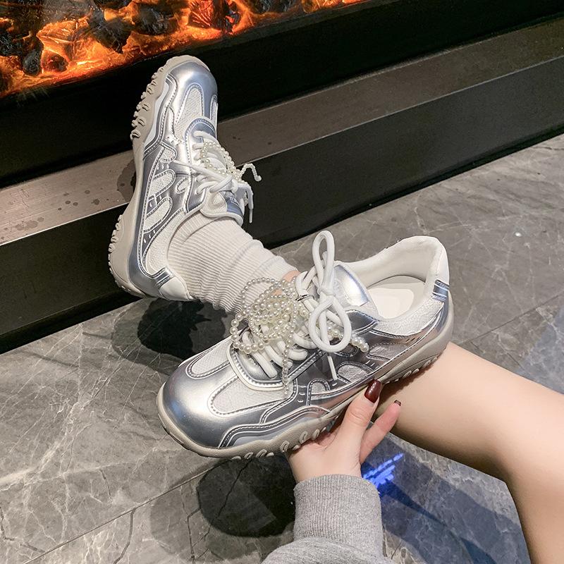 Little white shoes women's 2025 spring new breathable shoes versatile comfortable soft-soled ballet casual sports shoes