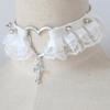 Gothic Lace Choker Crossed Charm Choker Necklace Heart Charm Choker Necklace Statement Jewelry for Girl Cosplay Parties