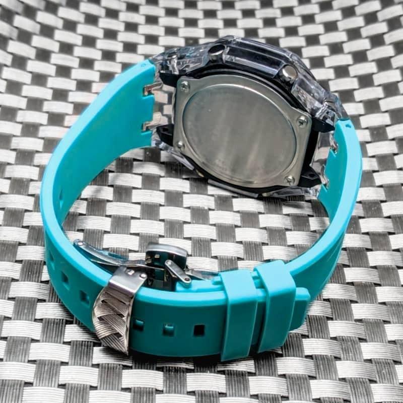 Casio Касиок Кастомный Комплект Безель Бирюзово-Синий G-SHOCK GA-2100/GA-2110/GA-B2100 [Прозрачный + Ремешок] (180~)