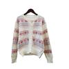 Pink love age-reducing loose knitted cardigan autumn and winter new sweet and gentle wind soft waxy sweater jacket women