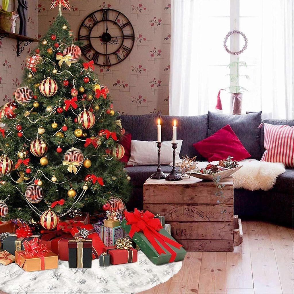36-Zoll weißes Weihnachtsbaumkleid mit silbernen Schneeflocken