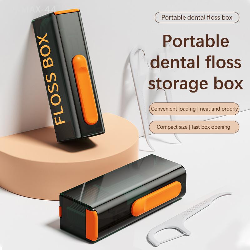 Automatic Dental Floss Dispenser with Mirror Bottom Reusable Organizer Case for Oral Hygiene Auto Floss Storage Box
