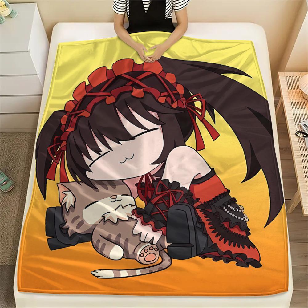 1PC Kurumi Print Flannel Blanket, High quality All Seasons, Home Decor, Warmth and Comfort, Perfect for Christmas Gifts