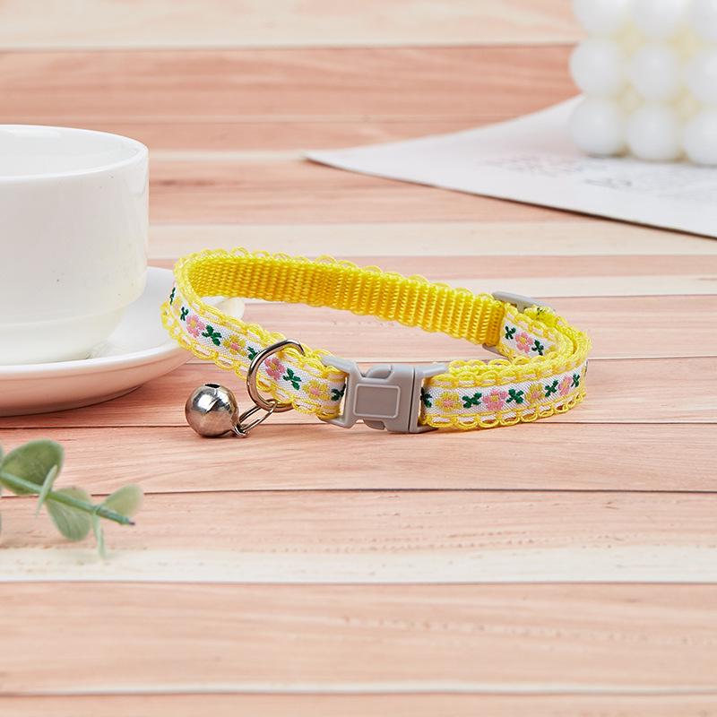 Floral Safety Buckle Collar for Small Dogs & Cats with Bell
