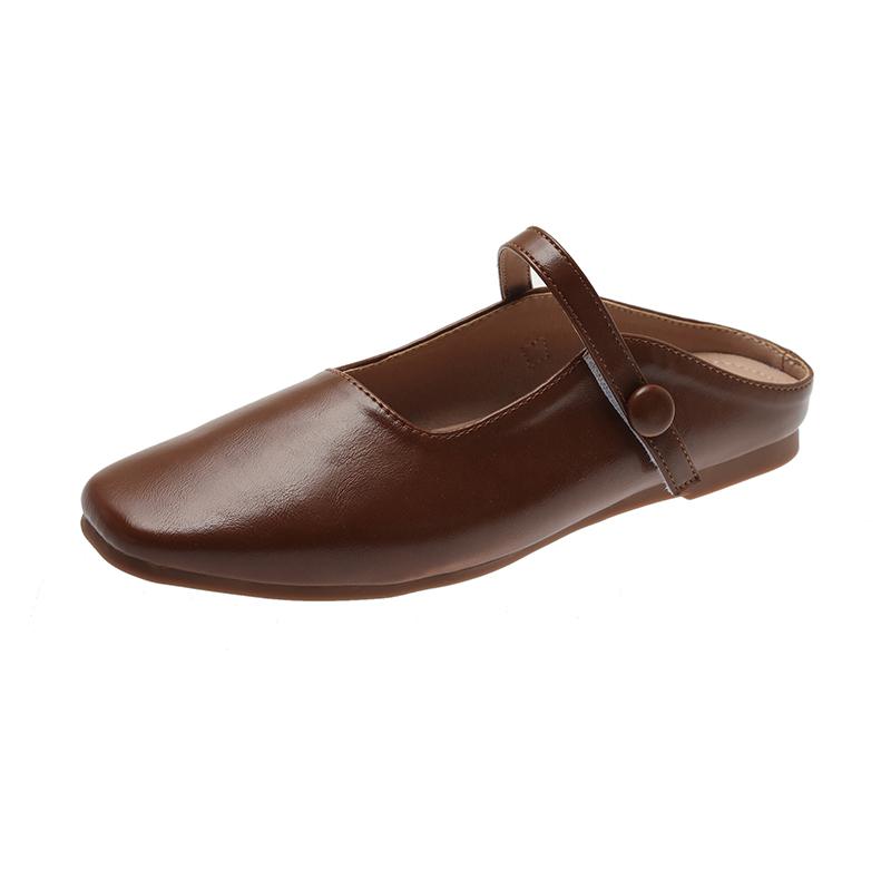 New Style Pure Color Baotou Slippers Women Fashion Simple and Comfortable Low Heel Women Shoes Casual Luxury Muller Shoes Women