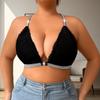 Reggiseno Wireless a Collo Alto con Spalline in Pizzo Rosso Glitterato