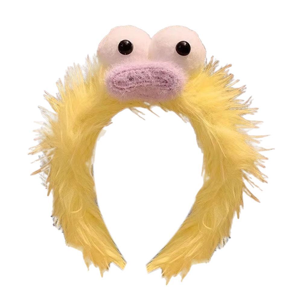 Funny Furry Monster Headband with Big Eyes, Plush Cartoon Headdress for Women Adults Face Washing & Party Wear Costume Cosplay
