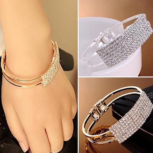 

Новая мода Элегантный женский браслет Кристалл Манжеты Bling Lady Gift YSL