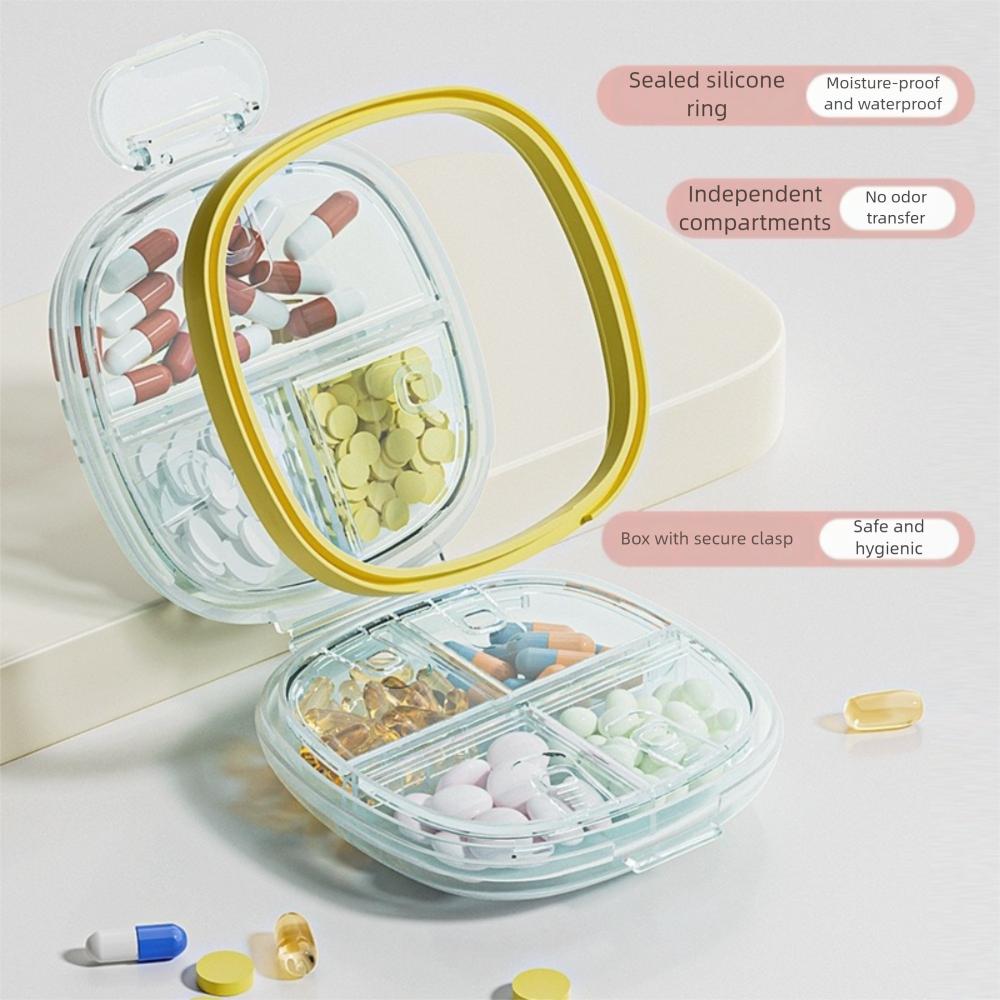 Double Layer Seven Days Pill Box Moisture-Proof Sealed Pill Organizer with Lid 7 Grids Medicine Storage Box for Home&Travel