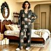 Unisex Casual Long Sleeve Pajama Set with Pants for Home Loungewear