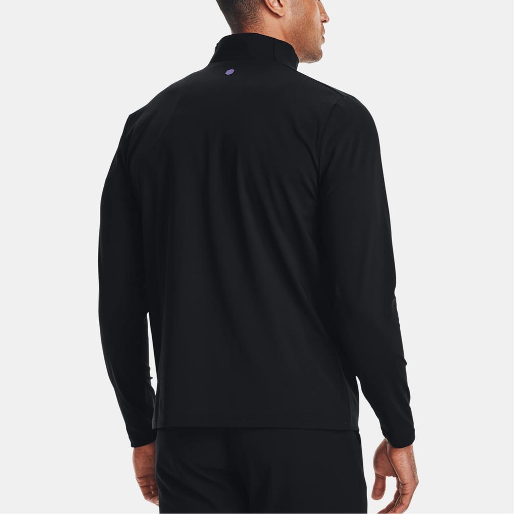 Under Armour Rush Solid 1/4 Zip Golf Sports Printed Stand Collar Short Sleeve T-Shirt Men Tops Black 1361803-001