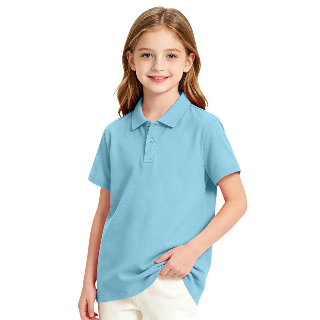 Girls' Short Sleeve School Uniform T-Shirt Casual Dress Top for Everyday Wear