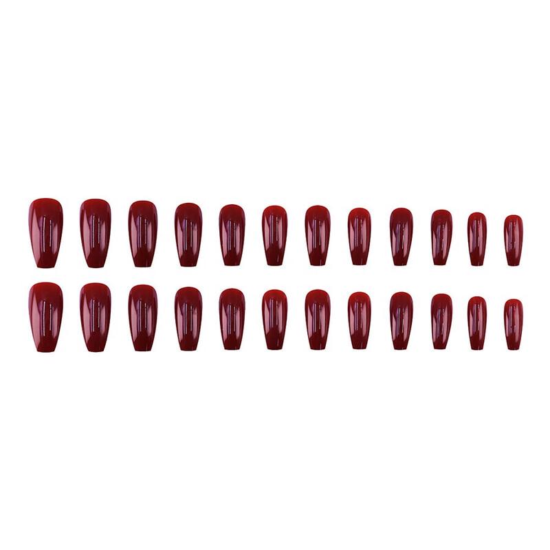 Pegatinas de Arte para Uñas Fumide Rojas Largas de Color Sólido