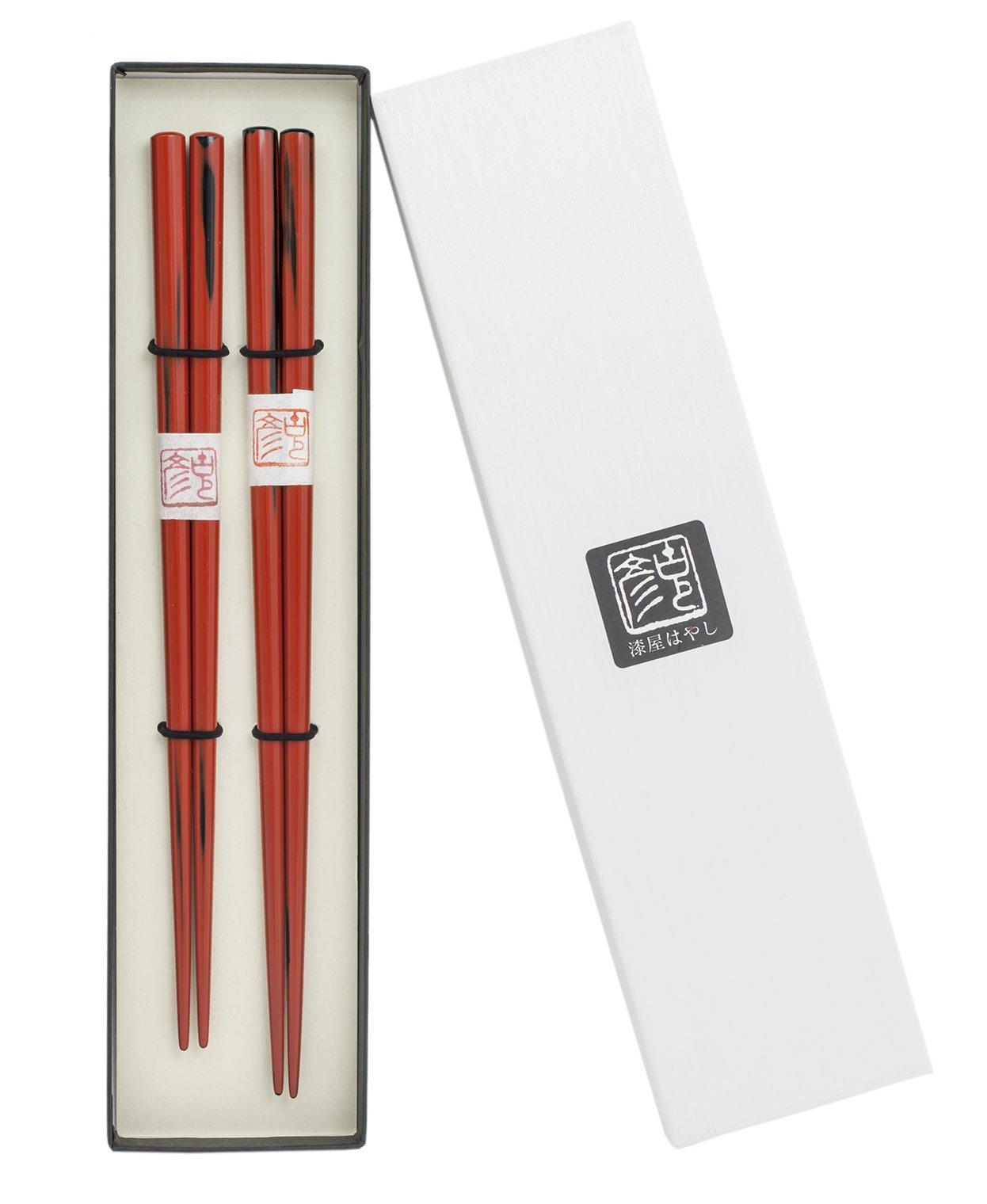 

Hayashi Urushi Chopsticks of 2 Couple Kishu Traditional Wakayama Birthday Gift [Negoro Lacquer/Natural Wood/Set (23.5cm/22.3cm)] Chopsticks,