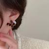 French Retro Three-dimensional Leaf Stud Earrings Design Rear Hanging Earrings Elegant and Advanced Flower Earrings