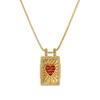 1pc Enamel Heart Pendant Necklace 18K Gold Plated Multicolor Brass Link Cable Chain Rectangle Charm Necklace 45cm + 5cm Long
