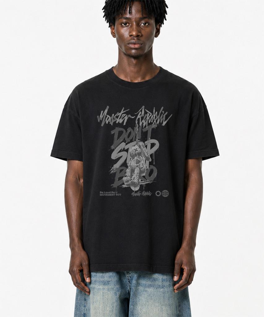 MONSTER REPUBLIC Rabbit Don'T Stop Bro Gray T-Shirt Black_9177