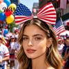 Personalized Festival Headband 4th of July Headband, Independence Day Hair Accessories, Red White Stars And Stripes Accessory Blue Bow Hoop for Women