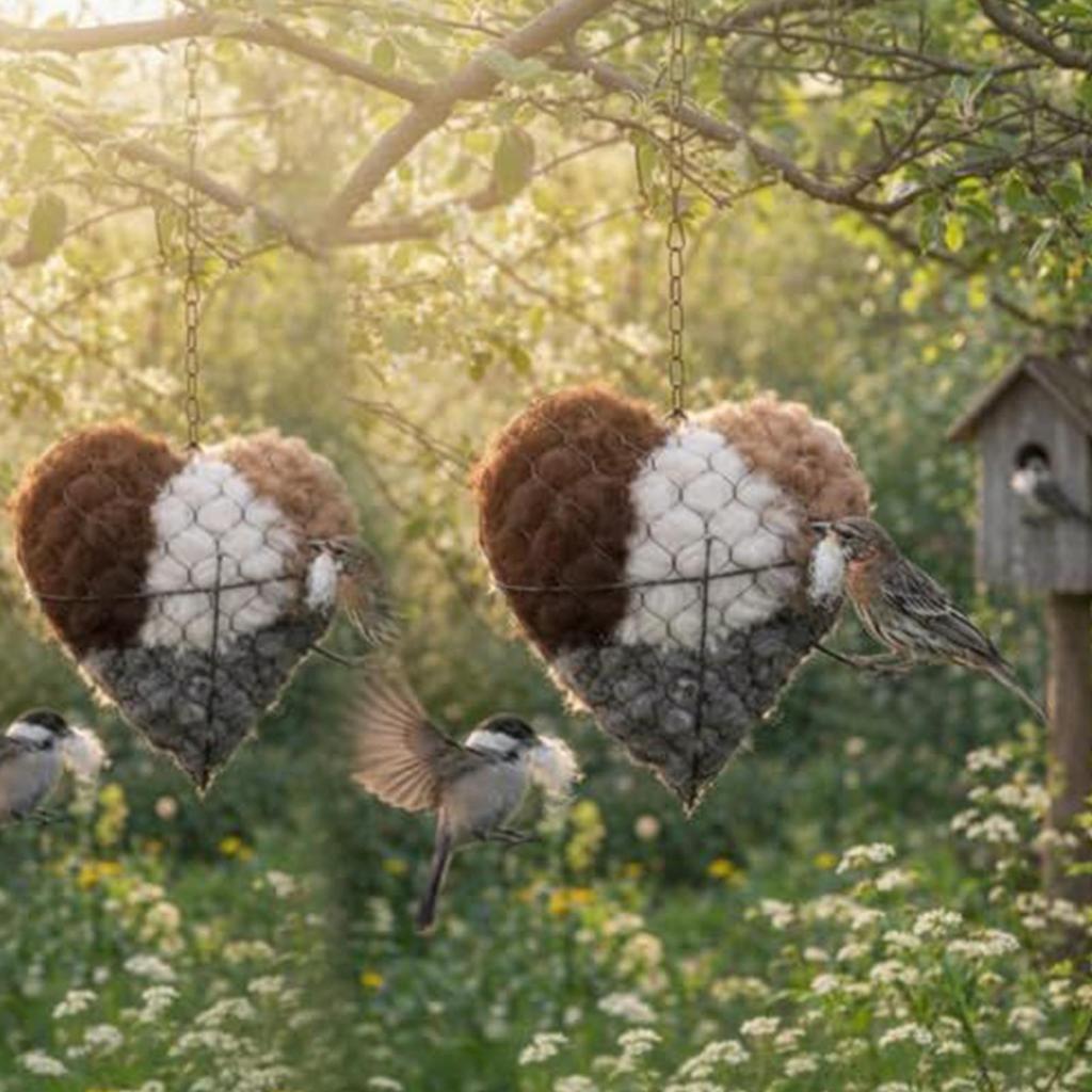 Handmade Fiber Bird Nesting Heart Shape Autumn Winter Warm Bird House Nest For Hummingbird Pet Hanging Cage