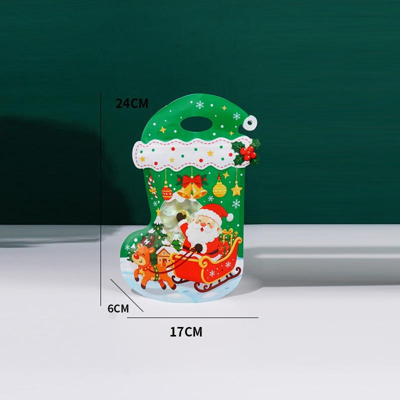 10Pcs Christmas Gift Bags Candy Biscuit Cookies Chocolate Packaging Bag Birthday Party Christmas Decoration Pouches Supplies