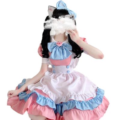 RONGUI Cosplay de Empregada Halloween Cross-Dressing Roupa de Empregada Tamanho Plus Fantasia de Anime Vestido Lolita Rosa (4XL)