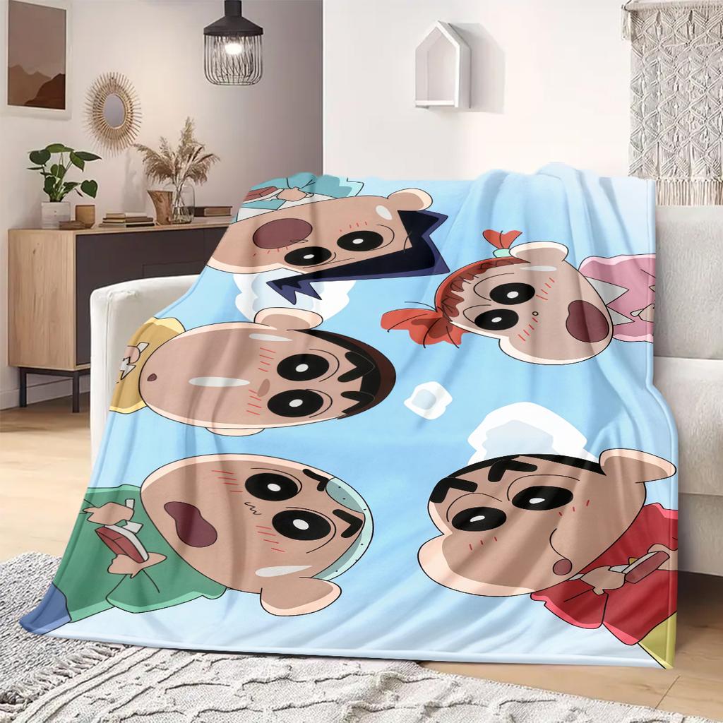 Shinchan Anime Print Blanket Warm Comfortable Flannel Blanket Suitable for Bedrooms, Sofas, Beds, Chairs, Picnics, Travel