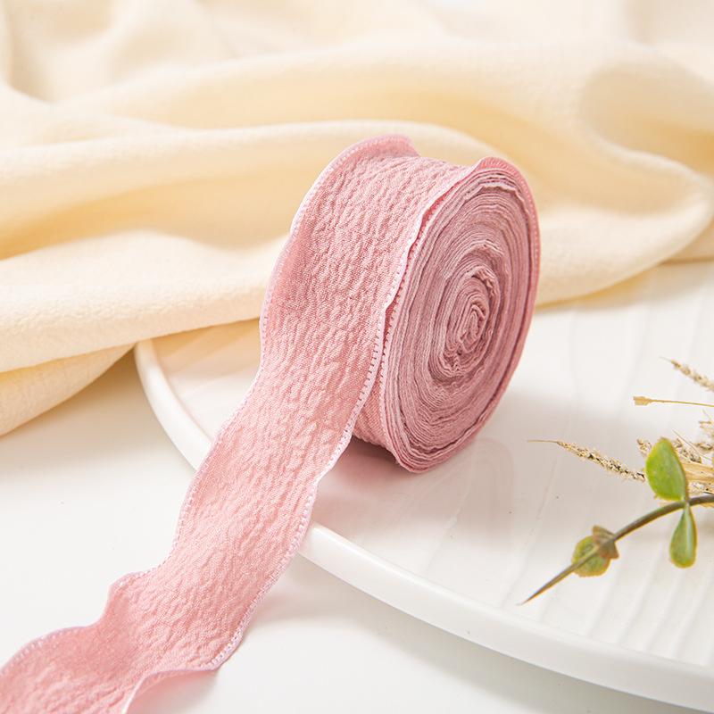 10 Yards Wrinkled Lace Edge Ribbons Flower Packing DIY Bow Hair Accessories Handmade Decoration Fabric Silk Ribbon