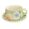 Girls High-Value Flower Mug Office Ceramic Coffee Cup Underglaze Color Afternoon Tea Coffee Cup Saucer Set