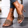 Mules Femmes Luxe Woven Hollowed-out High Heels Women Slippers Banquet Party Shoes Flip Flops Summer Ladies Slides Tongs Femmes