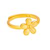 Vietnamese Gold-Plated Brass Peach Blossom Clover Ring - Adjustable Hot-Selling Style