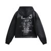 Mens Oversized Hooded Zip-Up Sweatshirt With Abstract Print Vintage Americana Streetwear Washed Cotton Blend Loose Fit