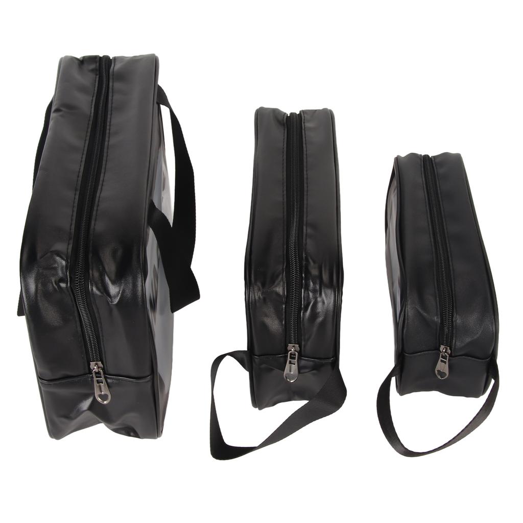 3pcs PVC Makeup Bag Multifunction Waterpeoof Lightweight Transparent Portable Cosmetic Bag for Men Women Black