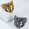European and American Fashion Jewelry Saint Michael the Archangel Stainless Steel Ring Vintage Wings Feather Index Finger Ring