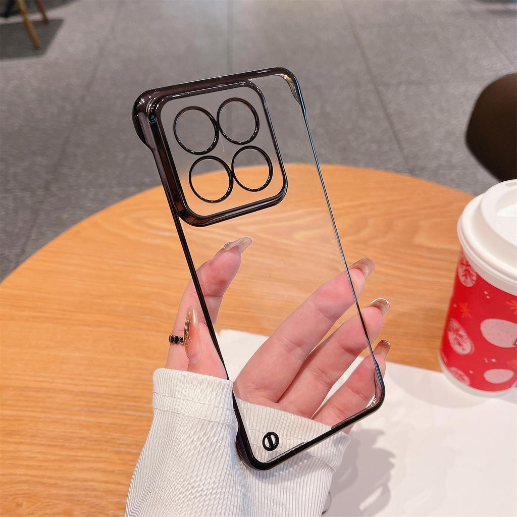 Transparent Plating Frameless PC Hard Phone Case For Xiaomi 15 14 13 12 S 11 Ultra 10 Pro Clear Ultra-thin Half Wrapped Cover