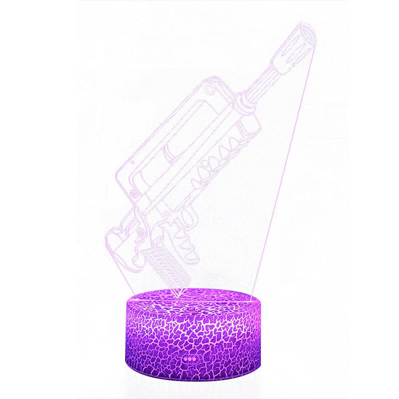 3D Gun Series Night Lamp: Seven-Color LED Desk Light with Touch and Remote Control.
