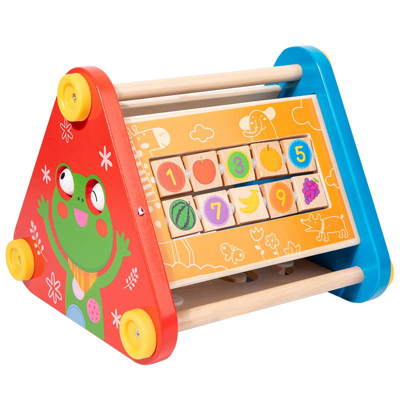 Children's Wooden Multi-functional Triangle Toy Box Cognitive Educational Toys