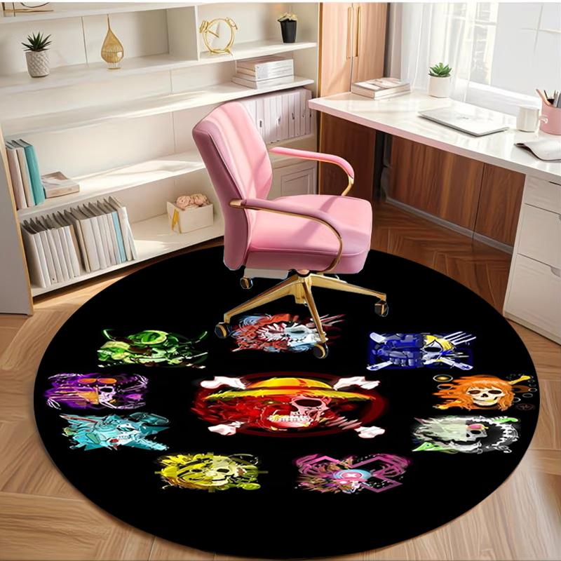One Piece Print Round Rug, Washable Floor Carpet, For Entryway Dorm Laundry Room Office Study, Home Decor Birthday Christmas Gift