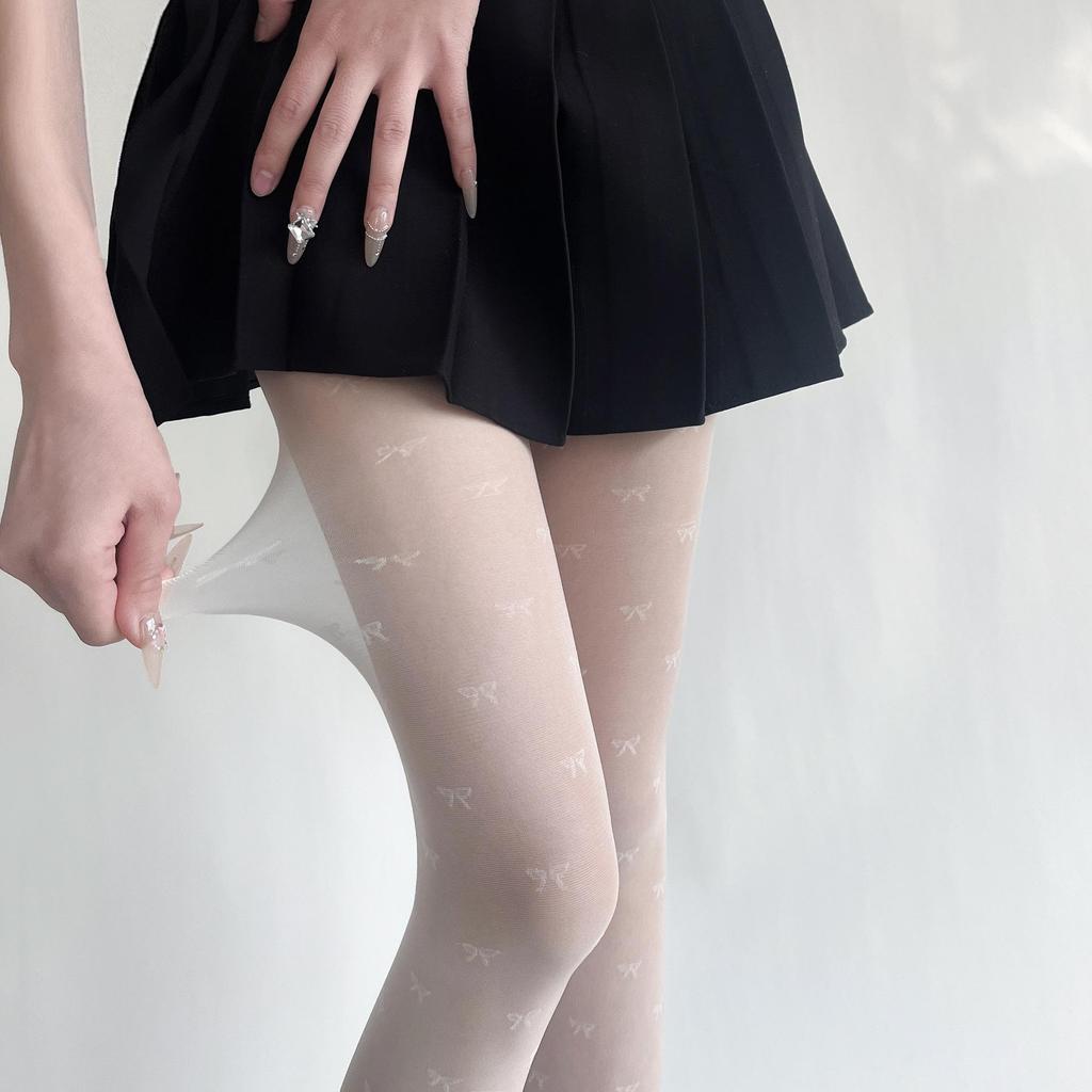 2024 Spring/Summer Core-Spun Jacquard Stockings: Ultra-Thin Slimming Socks with Polka Dots & Hearts