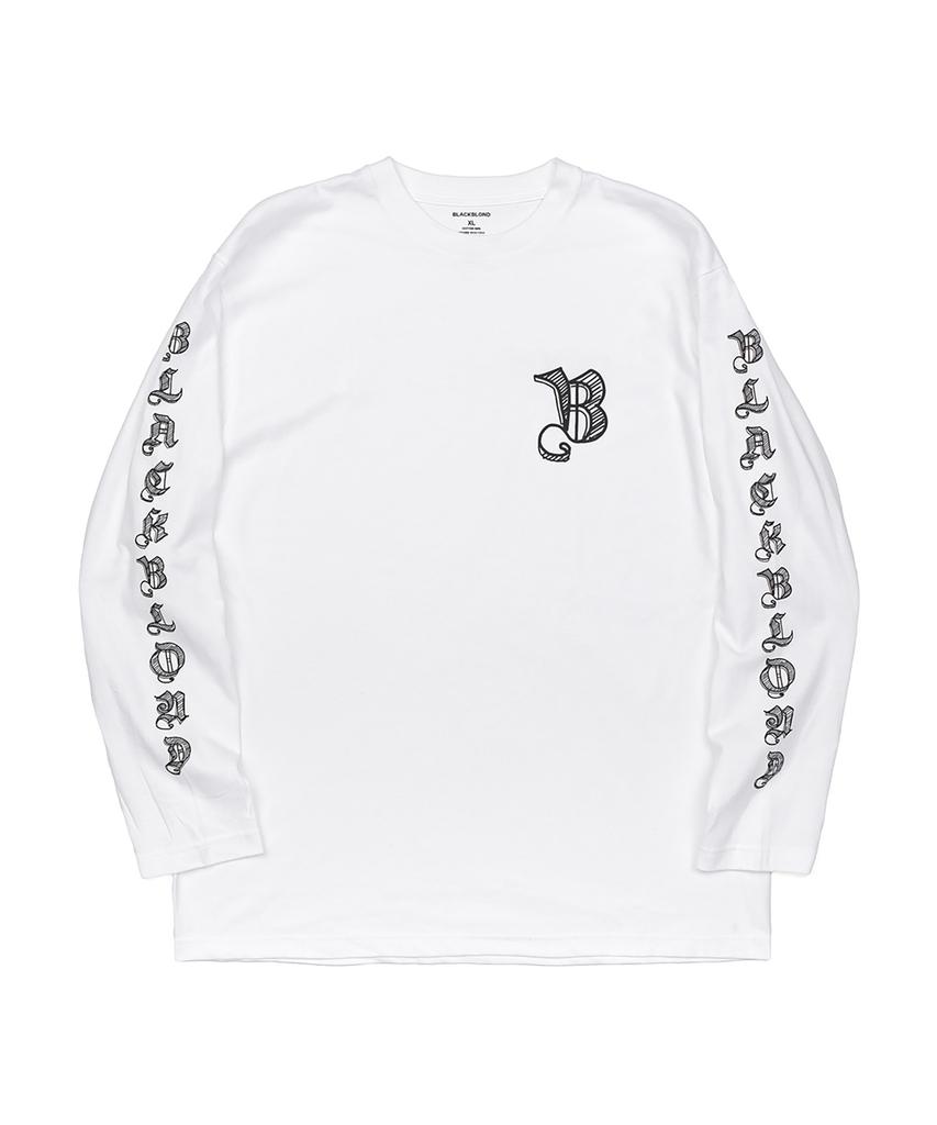 BLACKBLOND Vividi Sketch Logo Langarm-T-Shirt (Weiß)