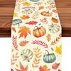 Pumpkin Buffalo Plaid Fall Table Runner, Fall Maple Leaves Kitchen Dining Table Runner Decoration for Thanksgiving Party Decor 13x72 Inch