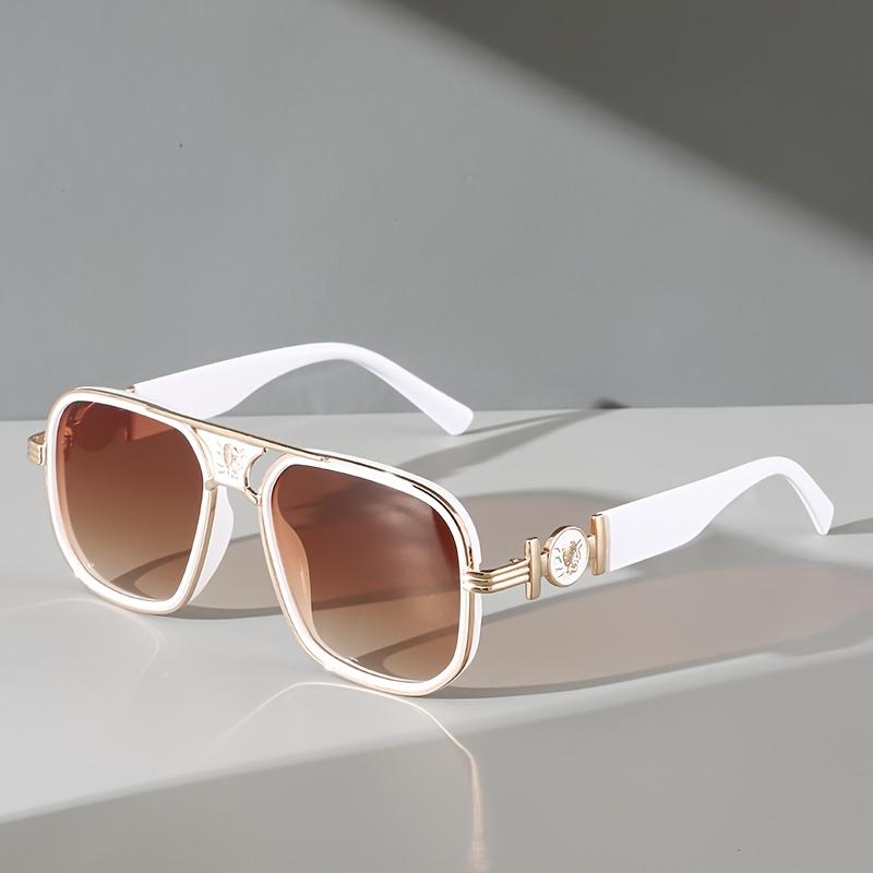 

Fashion Super Large Retro Gradient Color Metal Double Bridge Sunglasses With Snake Head Decoration Futureist Style